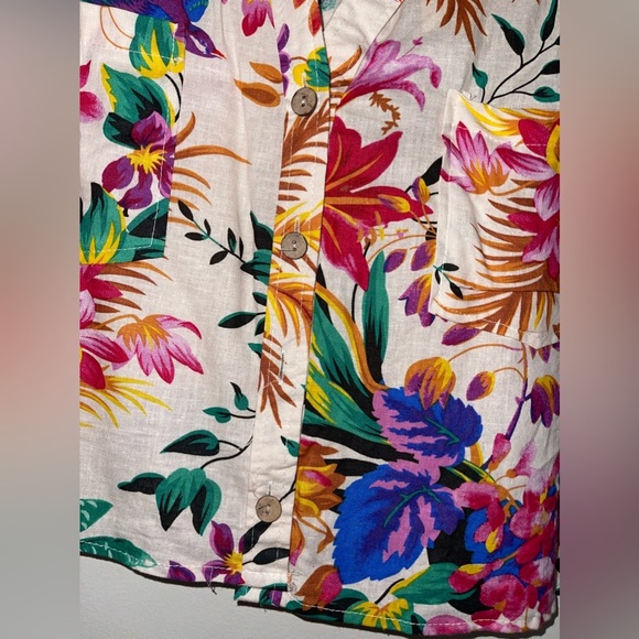 NWT Linen Blend Floral Button Shirt - Picture 3 of 7